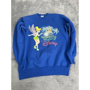 Vintage 90s Disney Tinker Bell Sweatshirt Men's Size Medium Blue